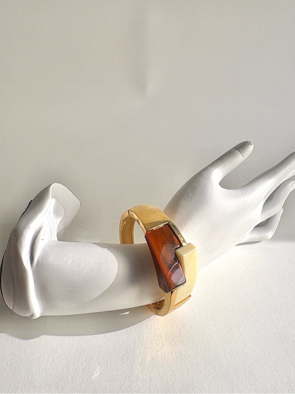 Vintage 1960s Crown Trifari Mod Resin Gold Hinge Bracelet Colorama